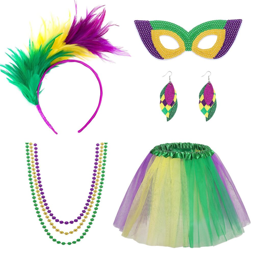 9992 Mardi Gras Costume Accessoriess Set For Fascinator Tutu